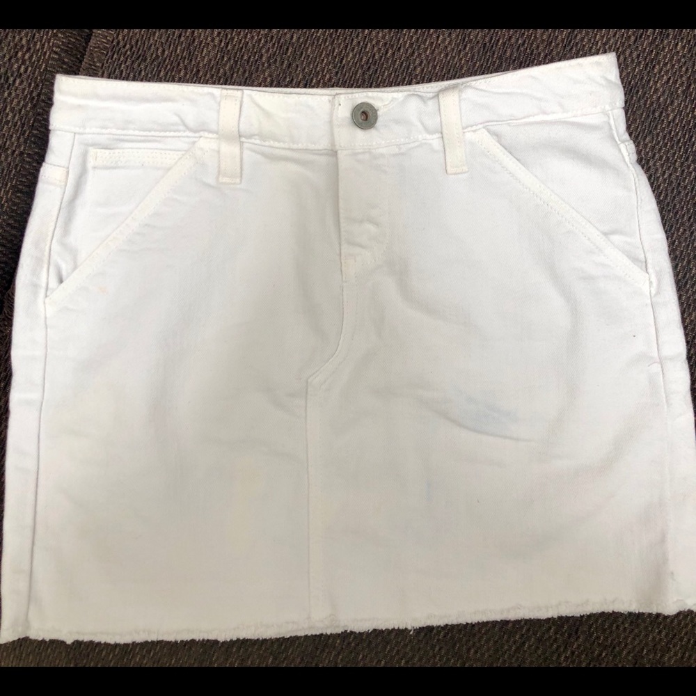 White denim mini skirt
